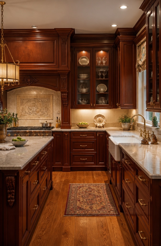Traditional Brown Wood Kitchen with Classic Details