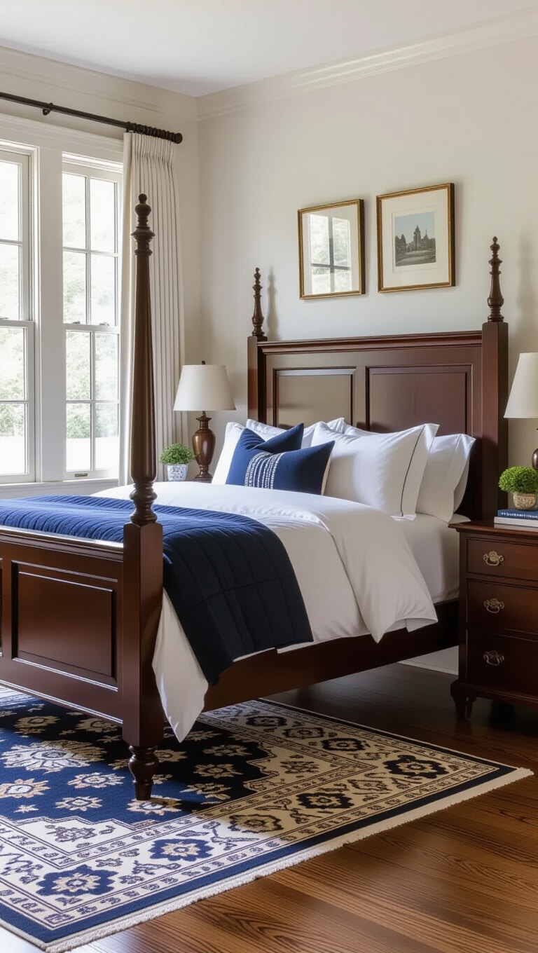 Traditional Colonial Dark Brown Bed Frame Bedroom