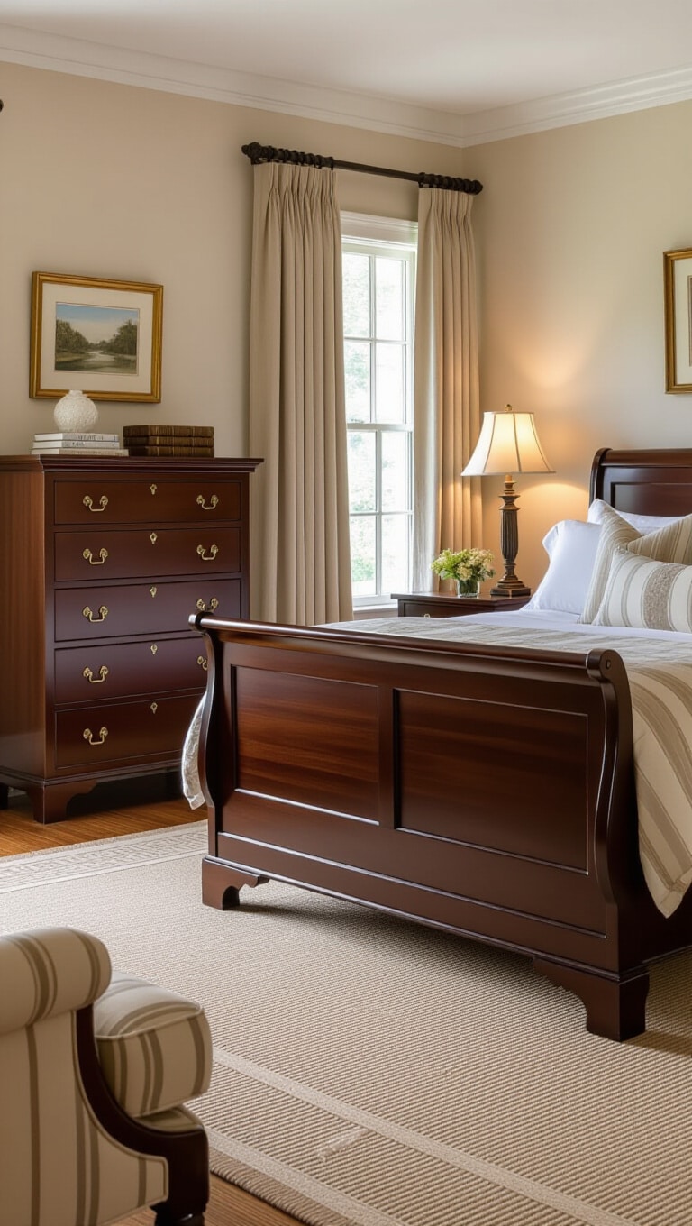 Traditional Colonial Dark Wood Bedroom