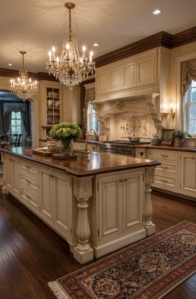 Traditional Cream and Dark Oak Brown Kitchen