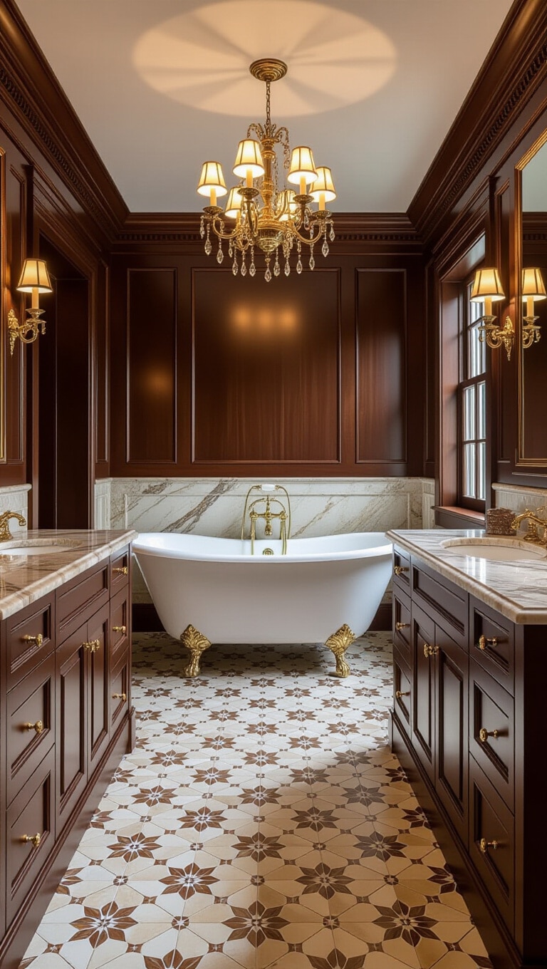 Traditional Elegance Brown Cabinets Bathroom