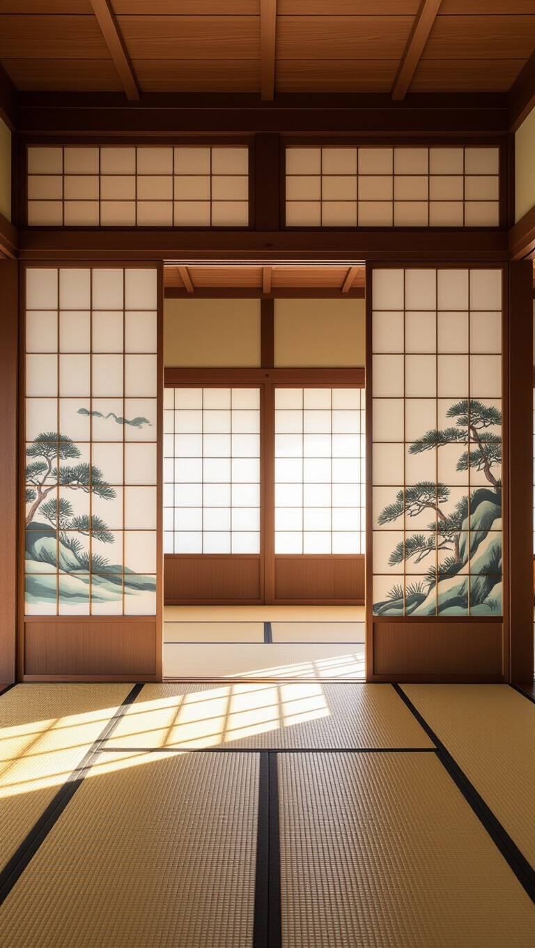 Traditional Japanese Fusuma Sliding Double Doors