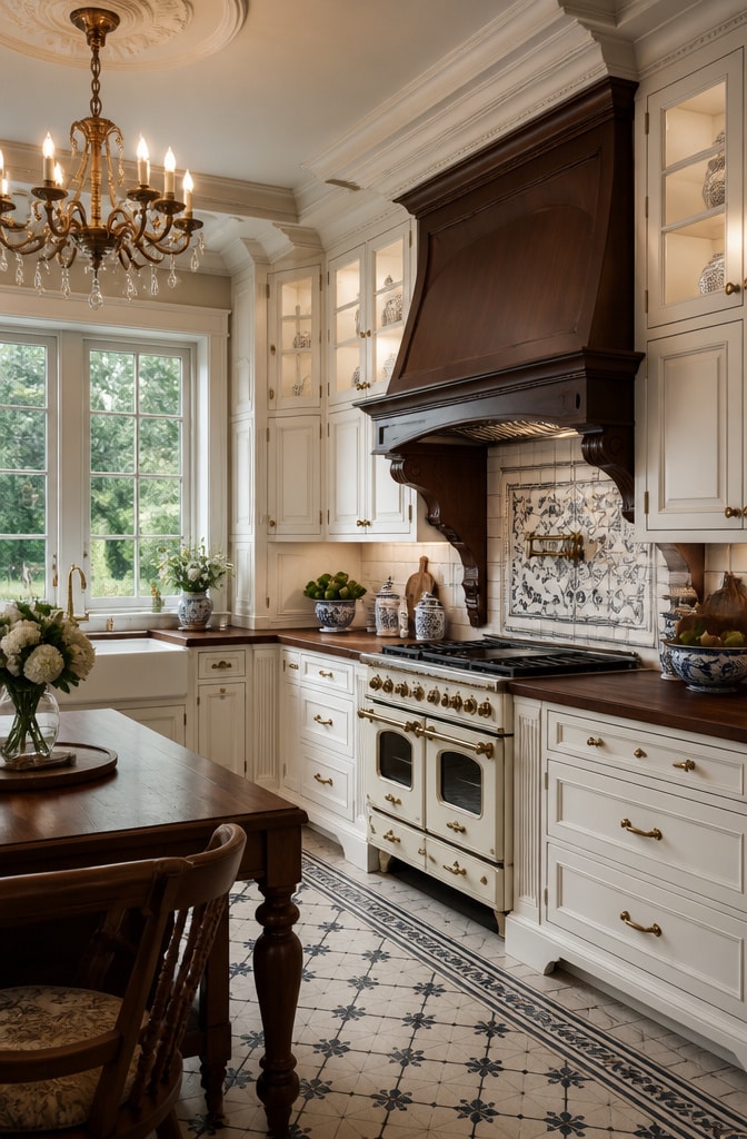Traditional White and Brown Classic Kitchen