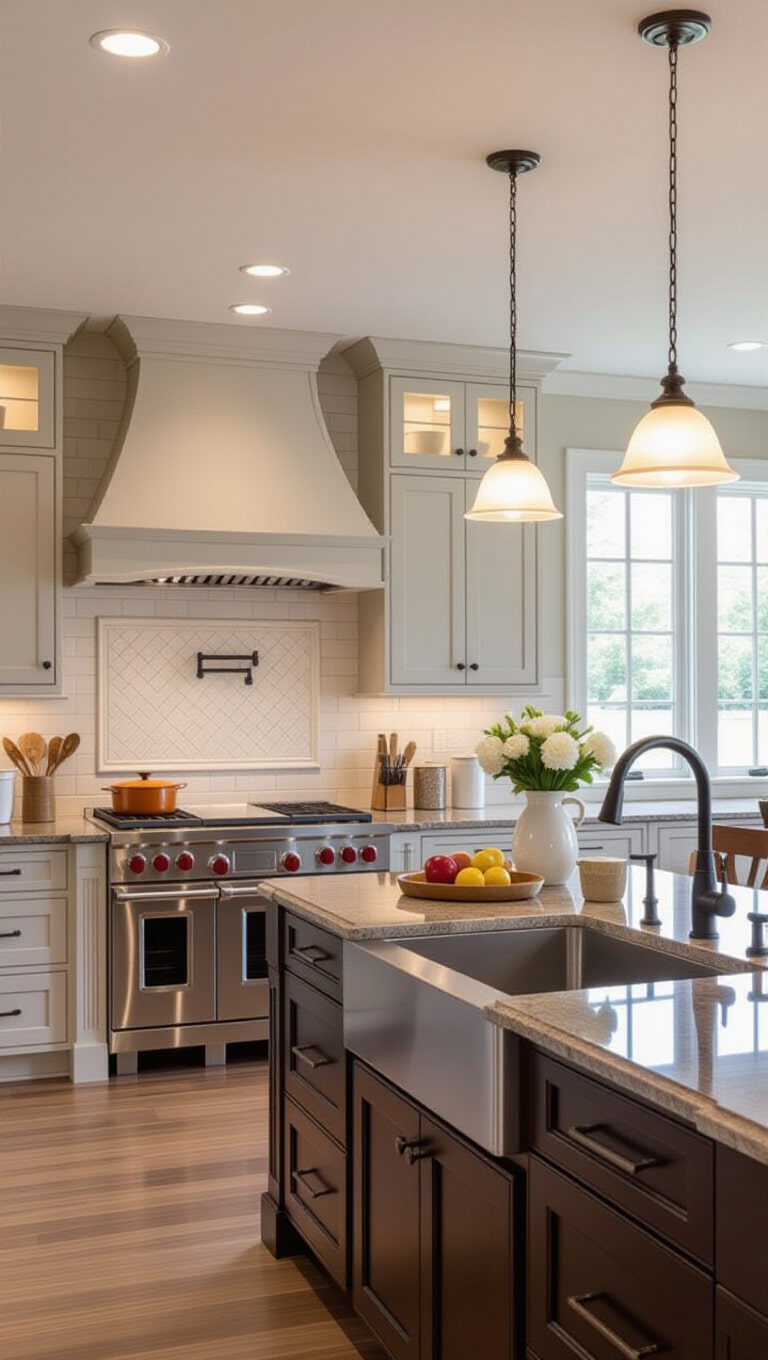 Transitional Baltic Brown Granite Kitchen
