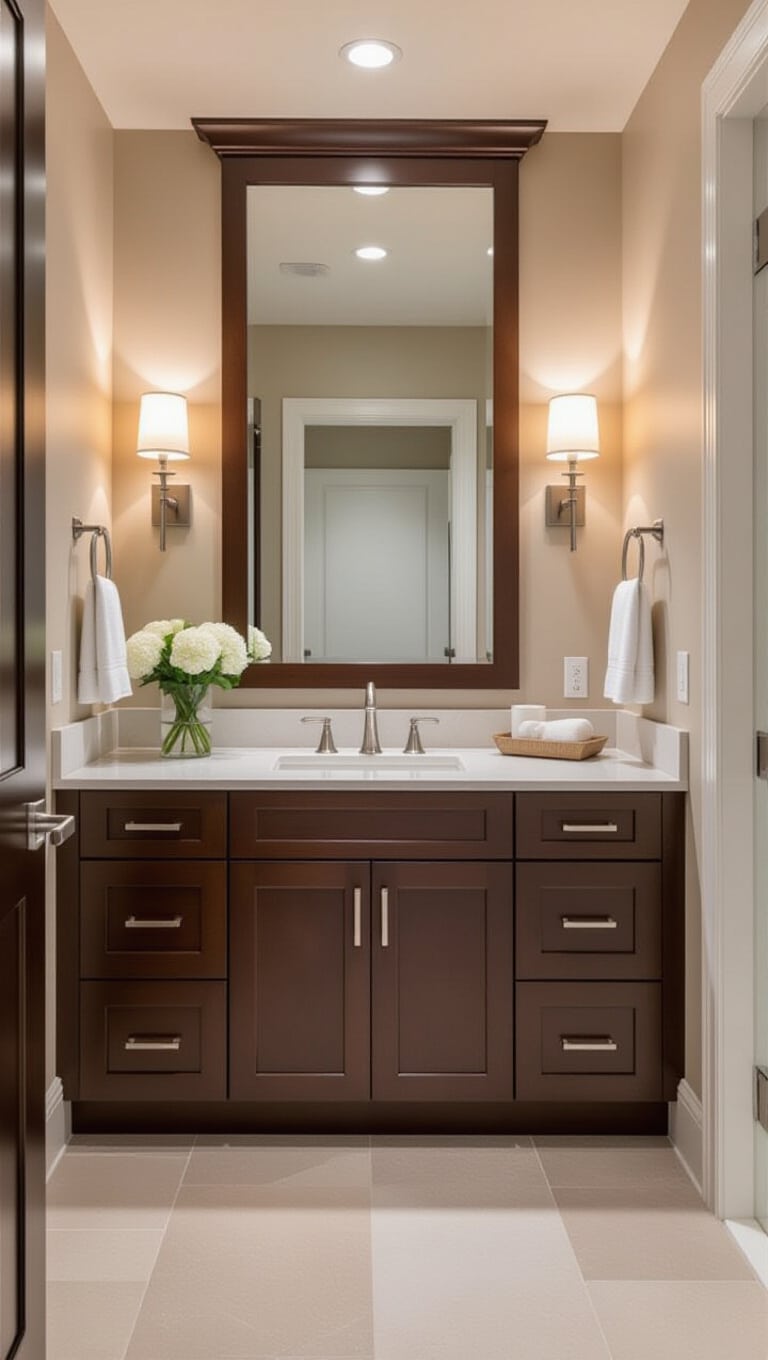 Transitional Brown Cabinets Bathroom Balance
