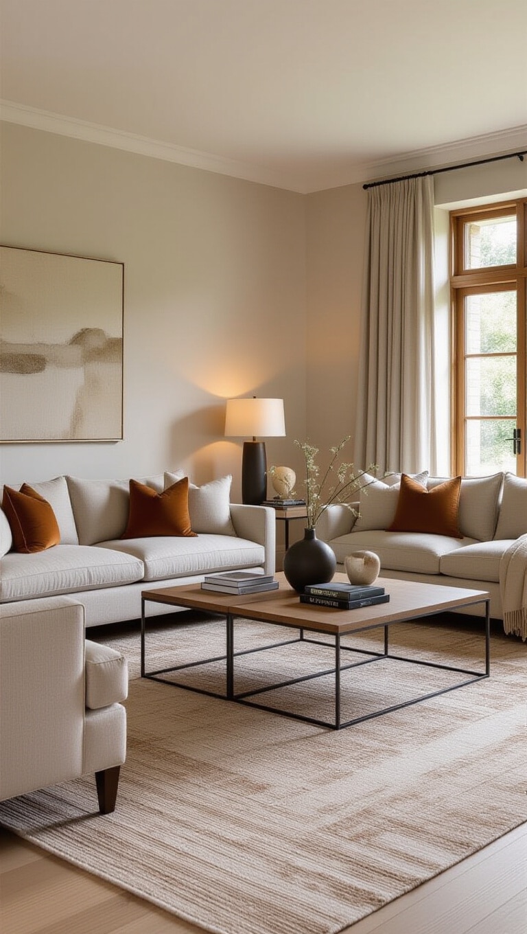Transitional Brown Rug Living Room