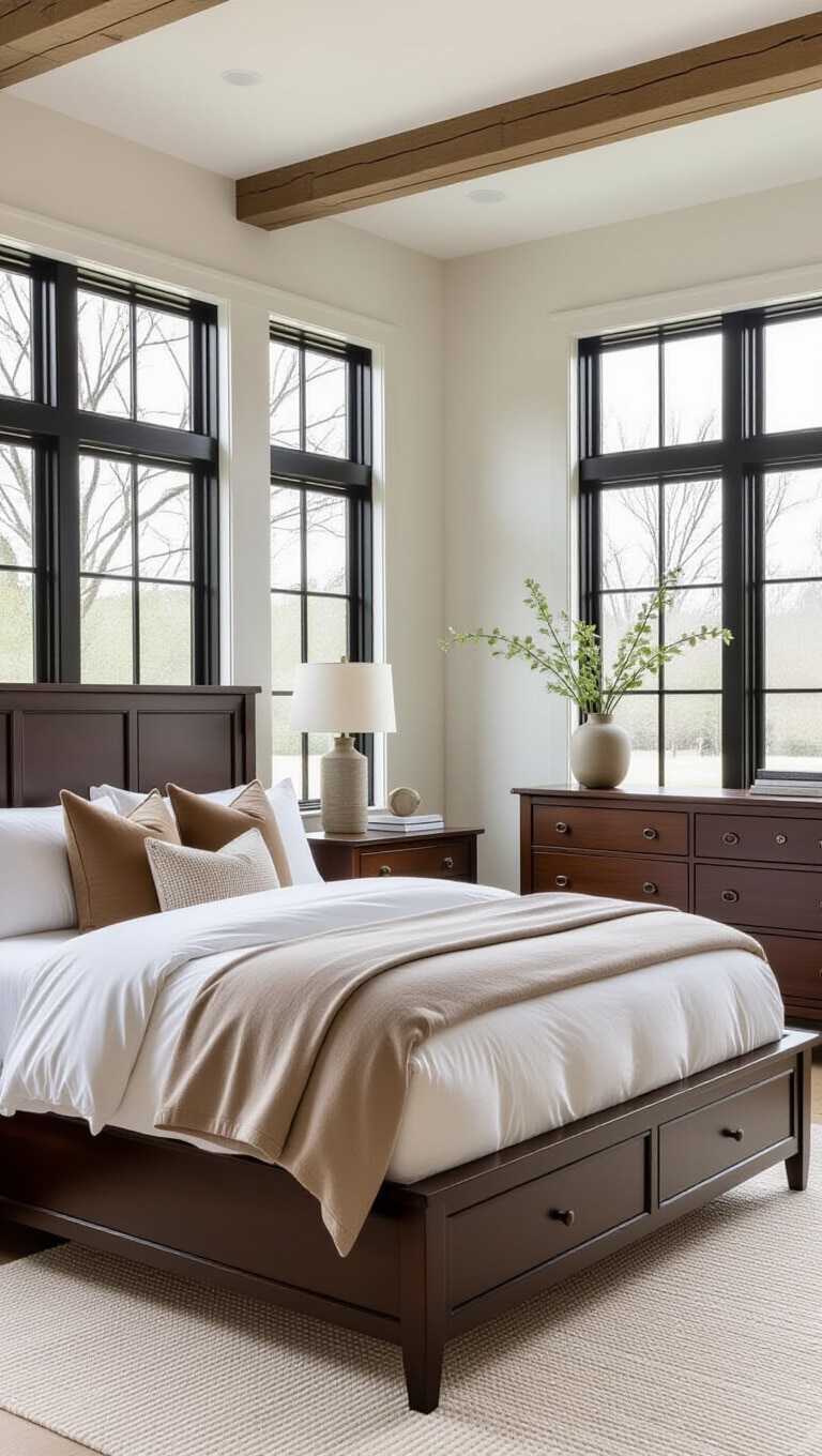 Transitional Dark Wood Contemporary Bedroom