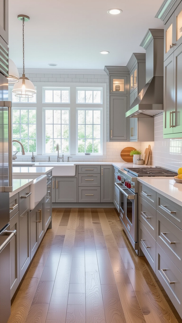 Transitional Grey Blue Classic Kitchen