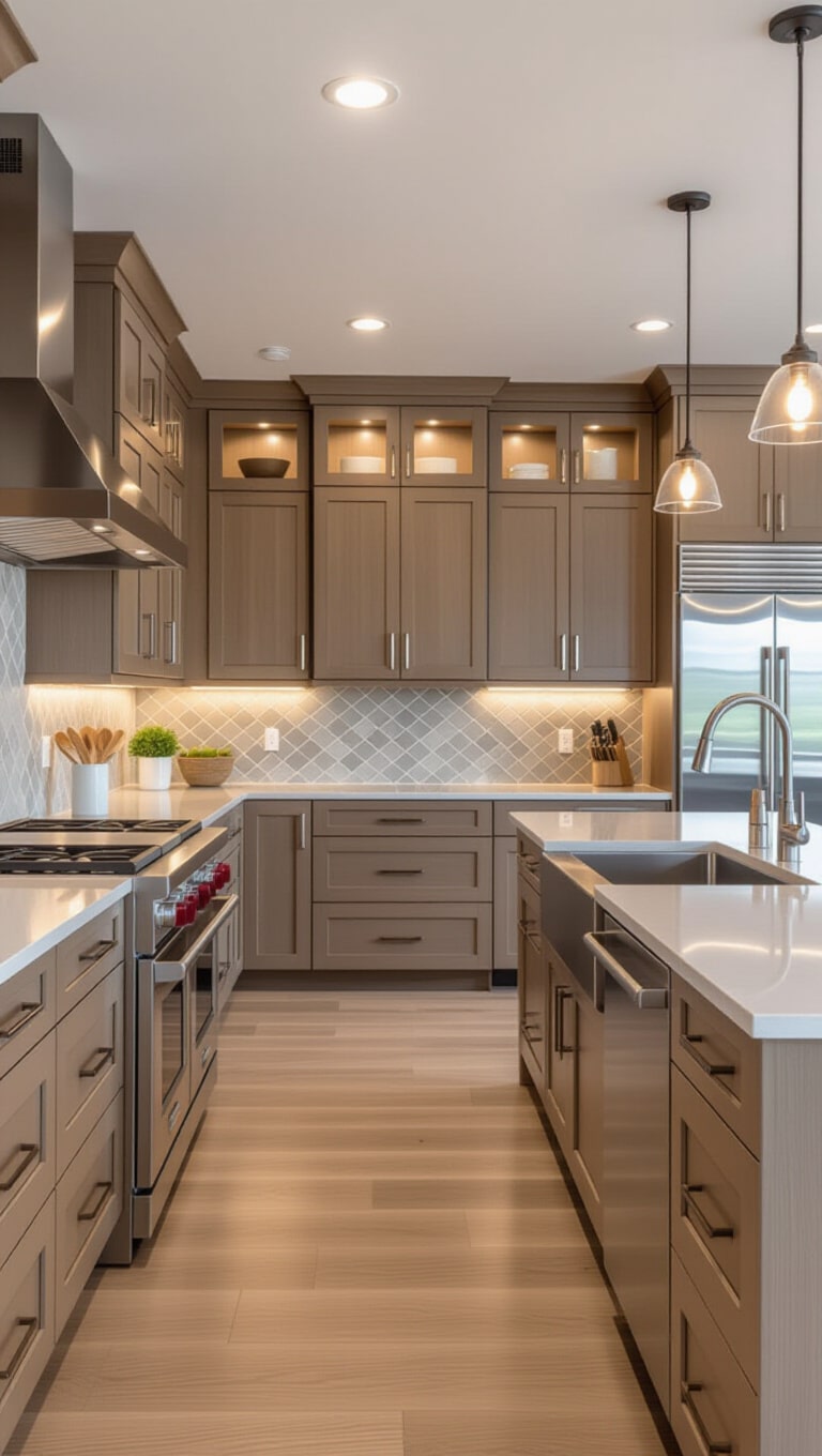 Transitional Light Brown and Gray Kitchen