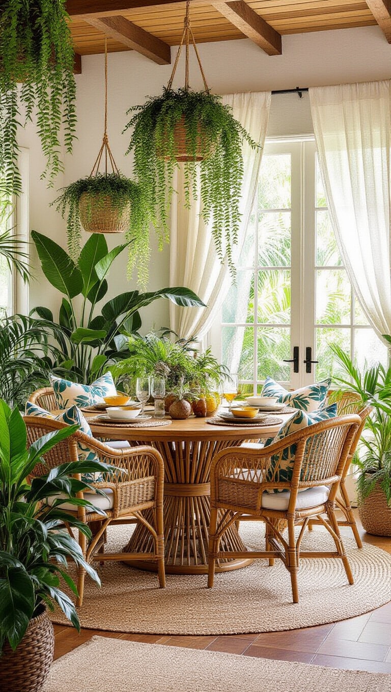 Tropical Boho Jungle Dining Room