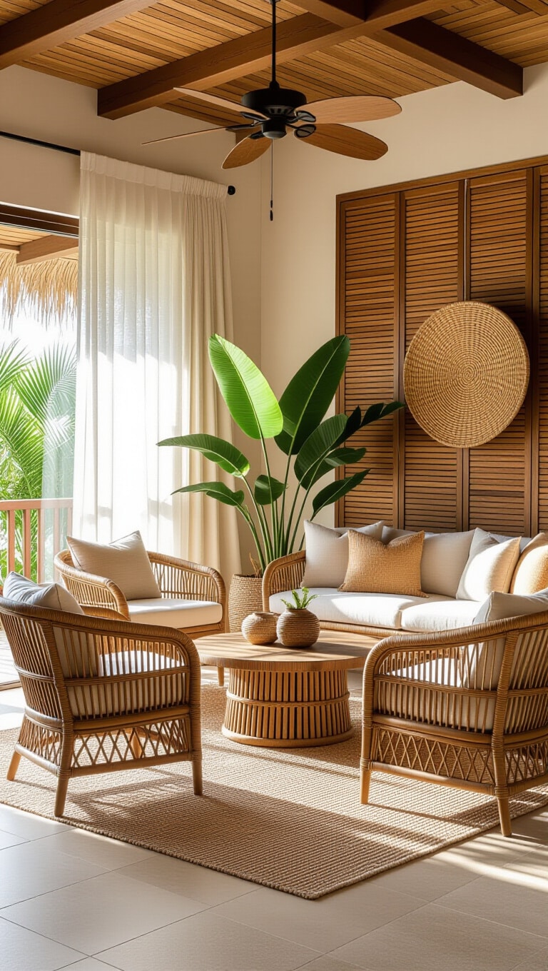 Tropical Brown Tones Living Room
