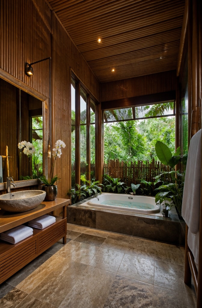 Tropical Chocolate Brown Spa Bathroom