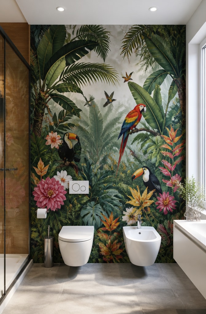Tropical Jungle Bathroom Wall Mural