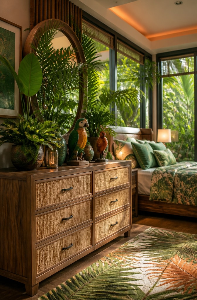 Tropical Jungle Inspired Dresser Decor Bedroom