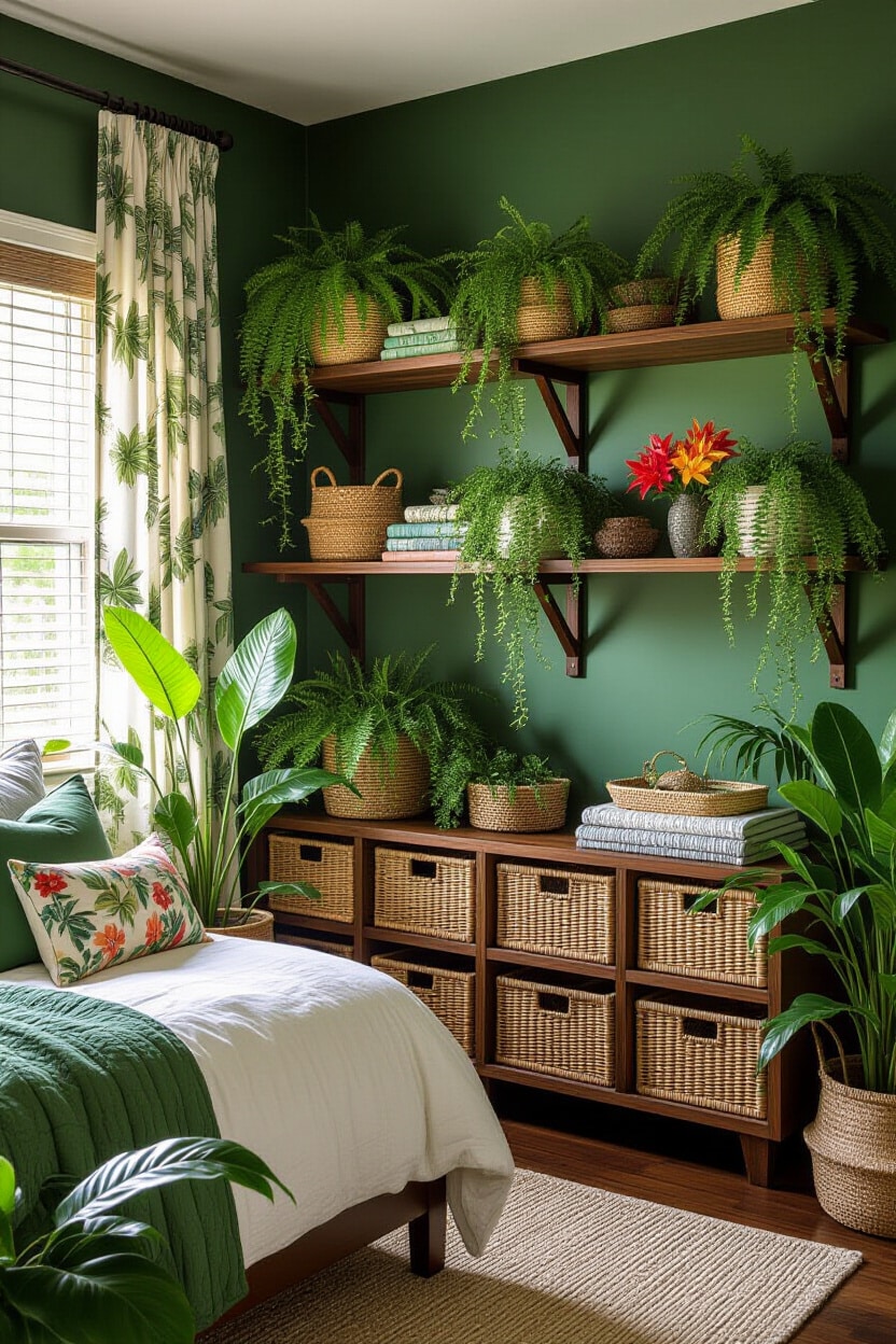 Tropical Jungle Shelf Decor Bedroom