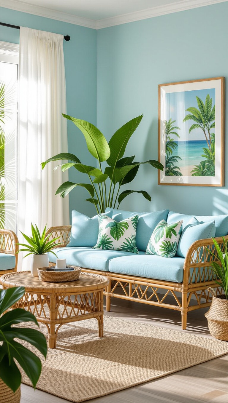Tropical Light Blue Living Room