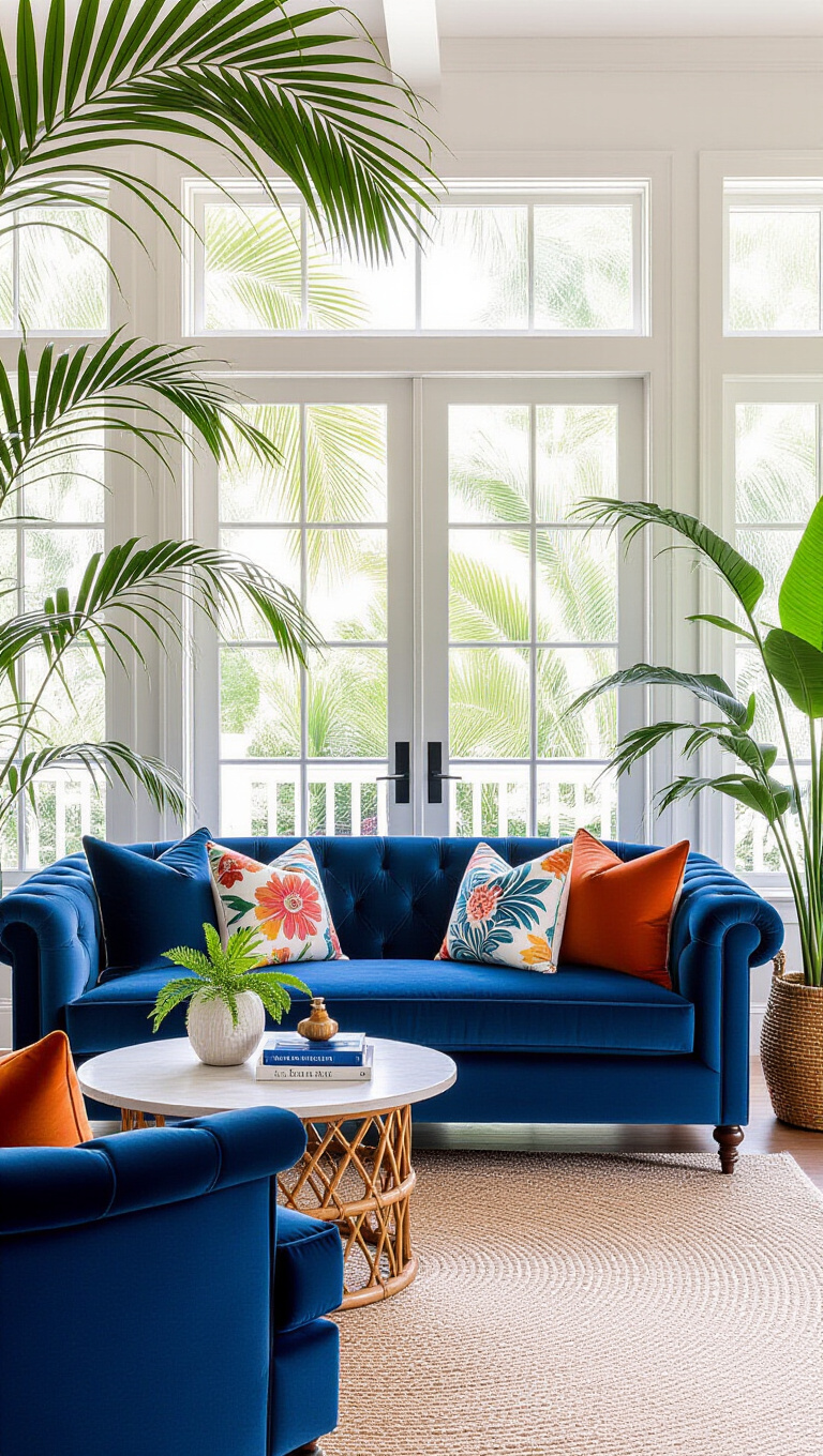 Tropical Oasis Blue Velvet Interior