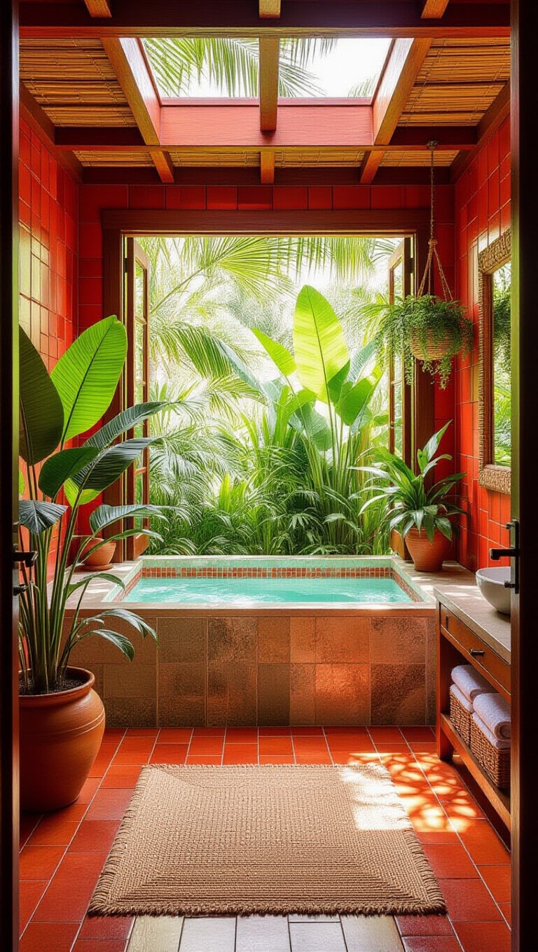 Tropical Red Paradise Bathroom