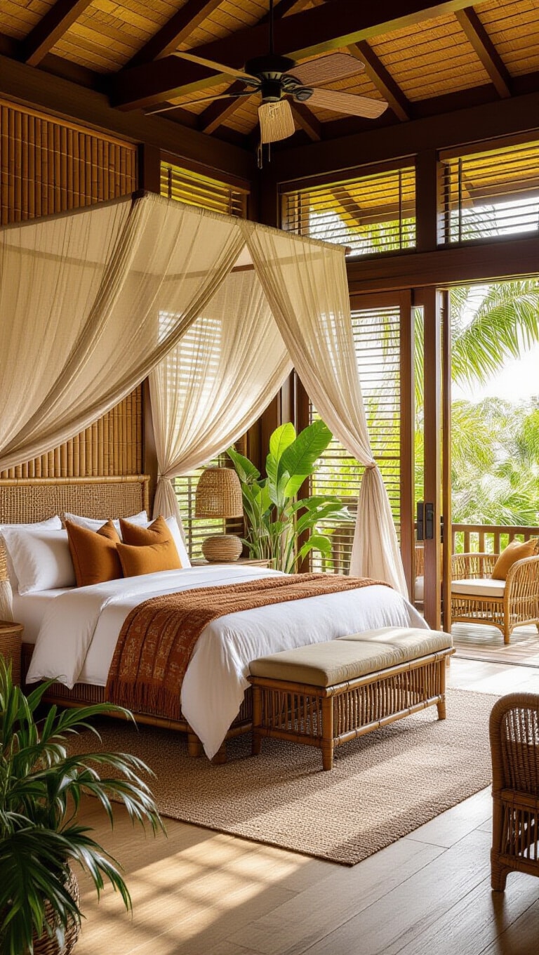 Tropical Warm Brown Bedroom Retreat