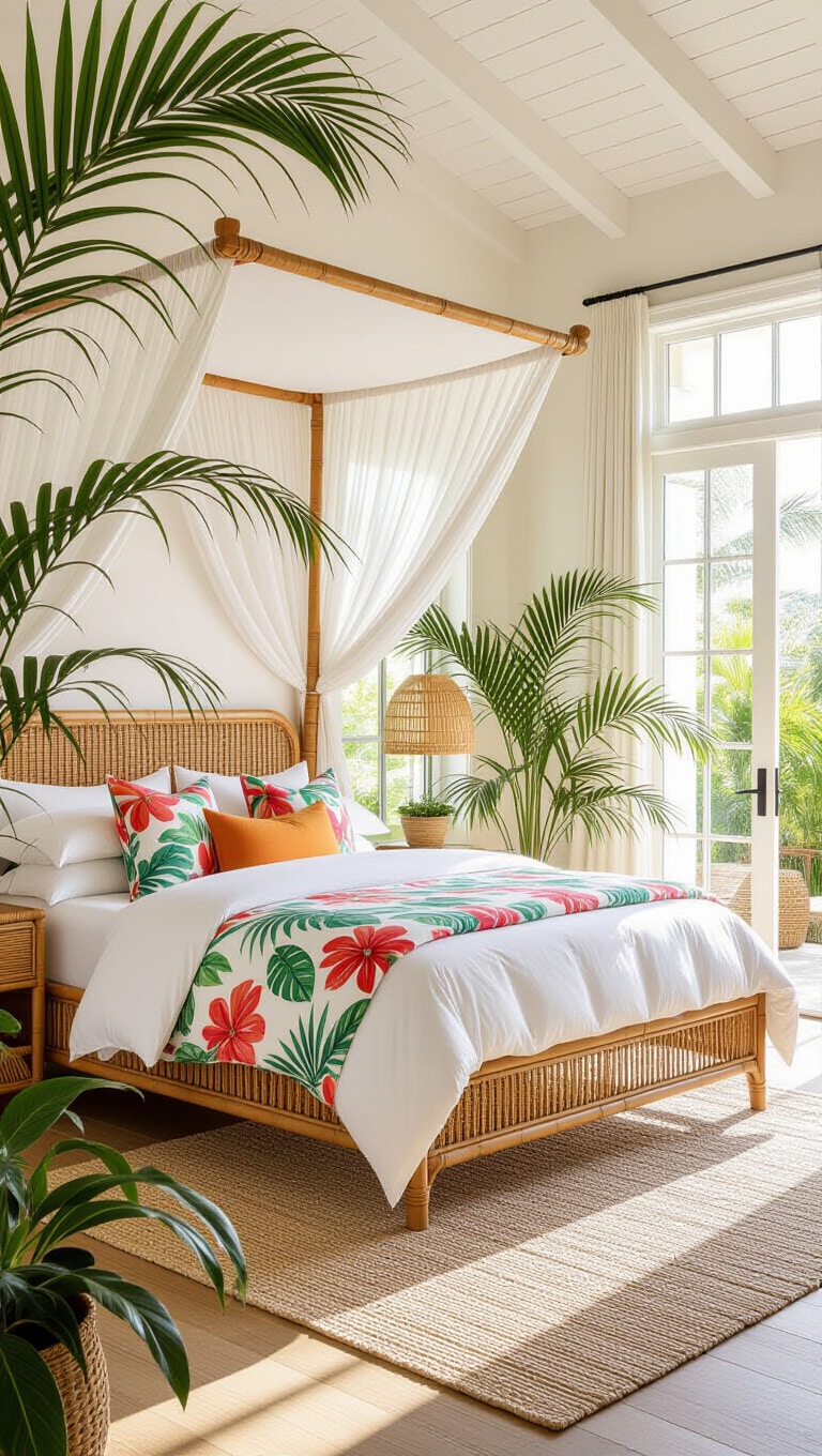 Tropical White Wall Bedroom Oasis
