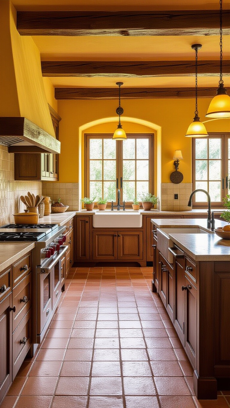 Tuscan Brown Painted Kitchen Cabinets