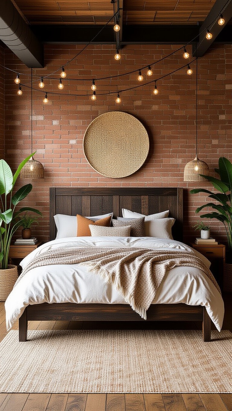Urban Boho Dark Brown Bed Frame Bedroom