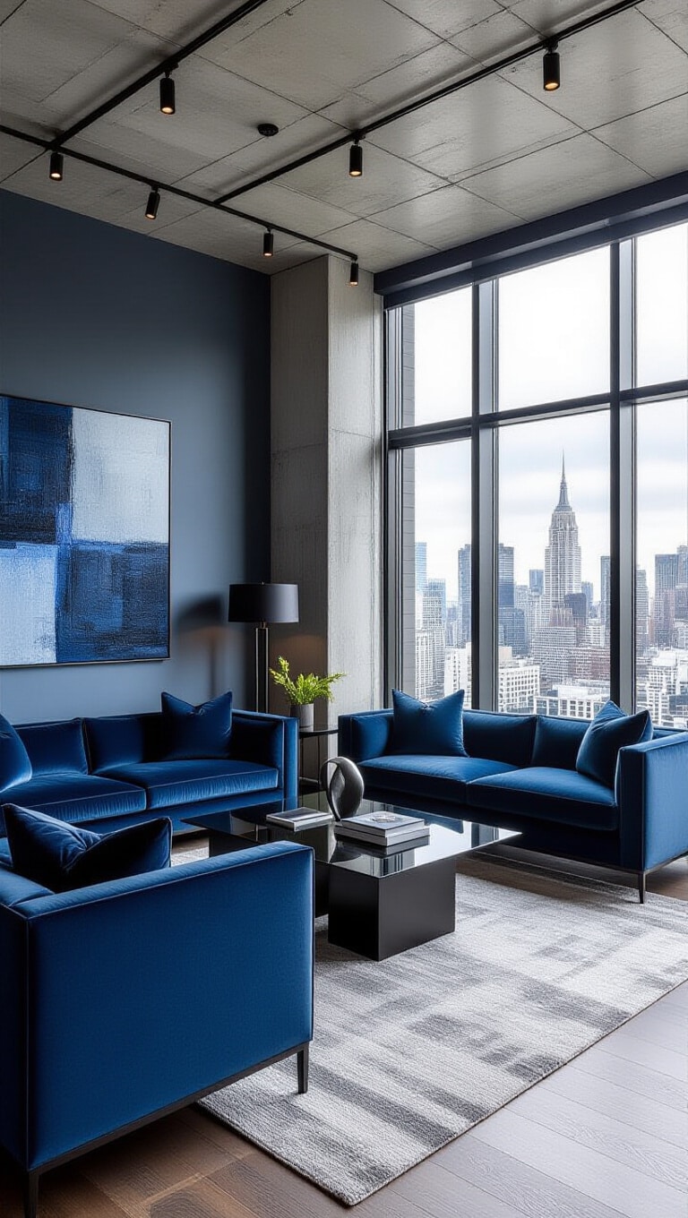Urban Chic Blue Gray Living Room