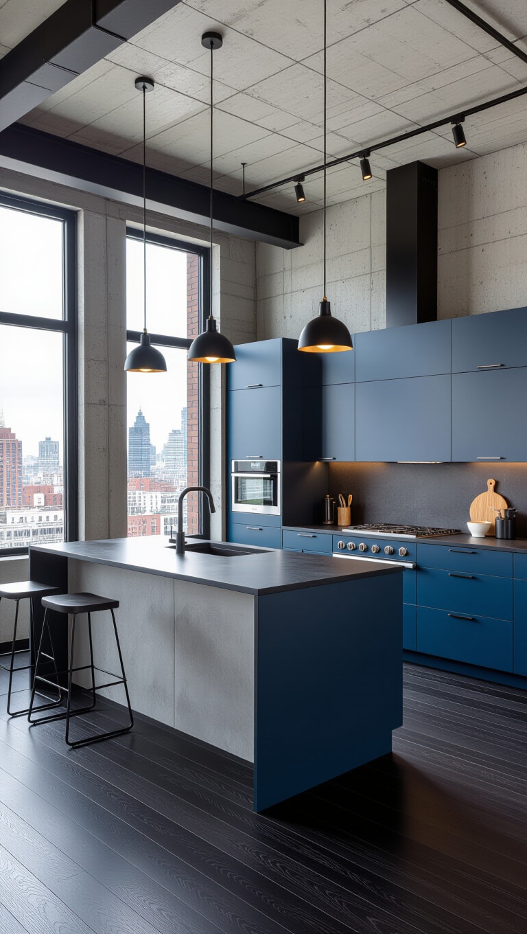 Urban Chic Blue Loft Kitchen