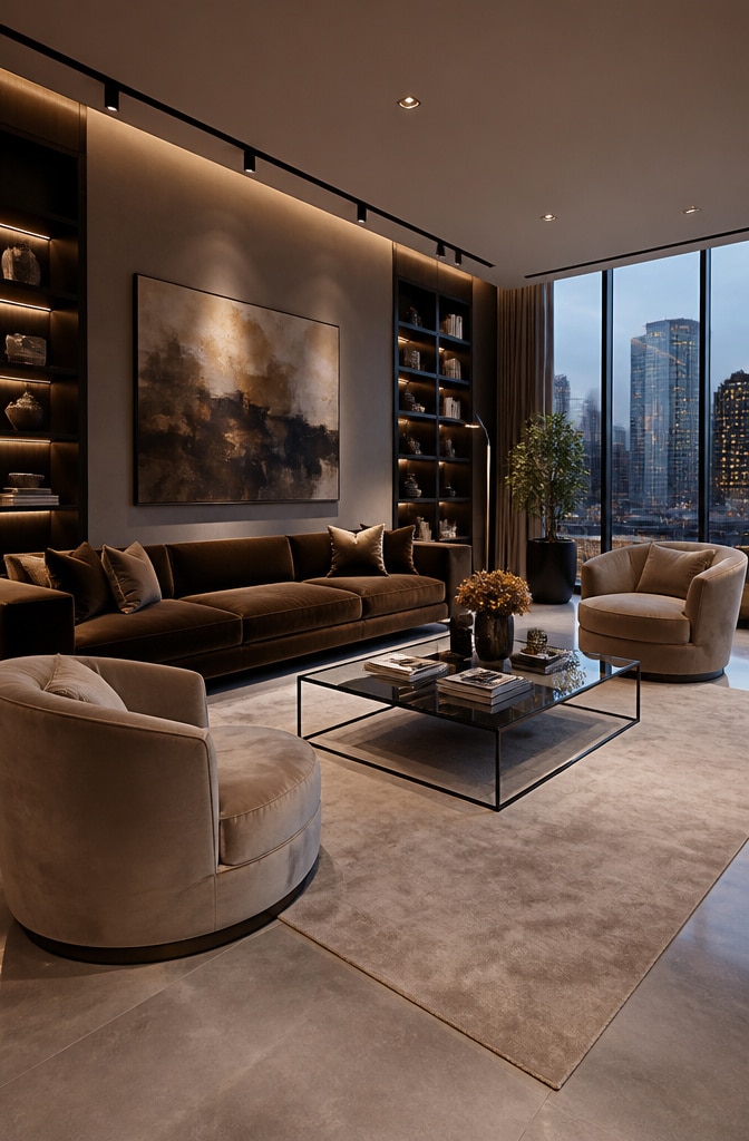 Urban Chic Brown and Beige Living Room