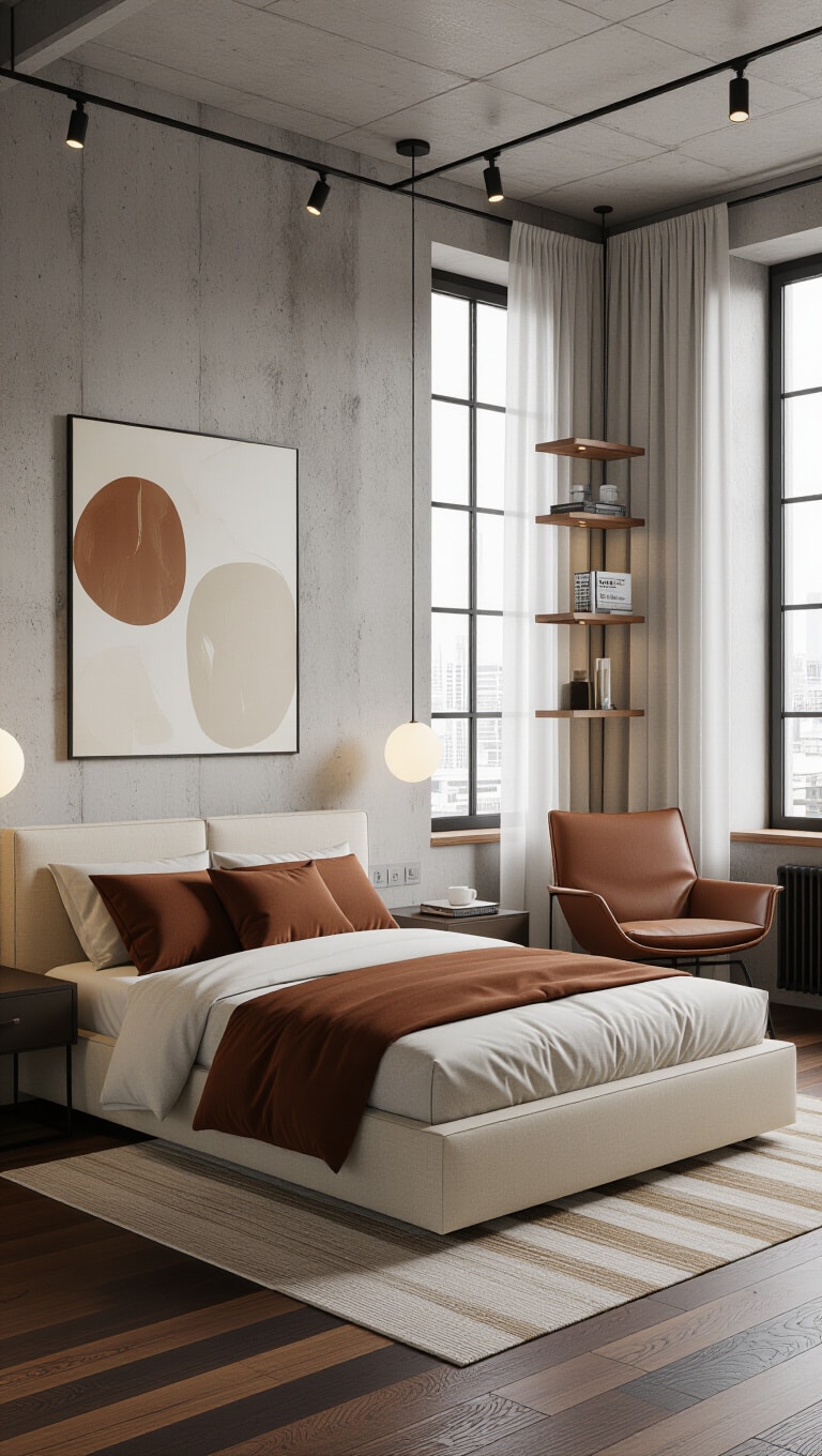 Urban Chic Brown and Cream Studio Bedroom