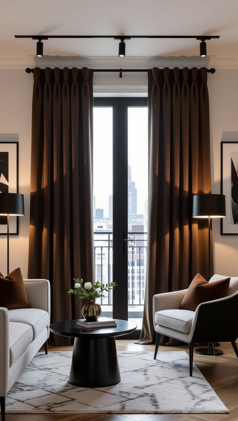 Urban Chic Brown Metallic Curtains