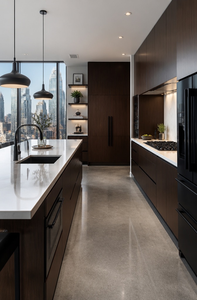Urban Chic Dark Brown and White Kitchen