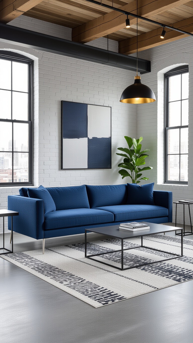 Urban Chic Navy Blue Sofa Living Room