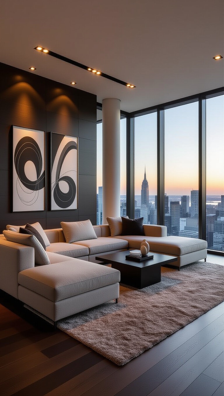 Urban Contemporary Brown Rug Living Room