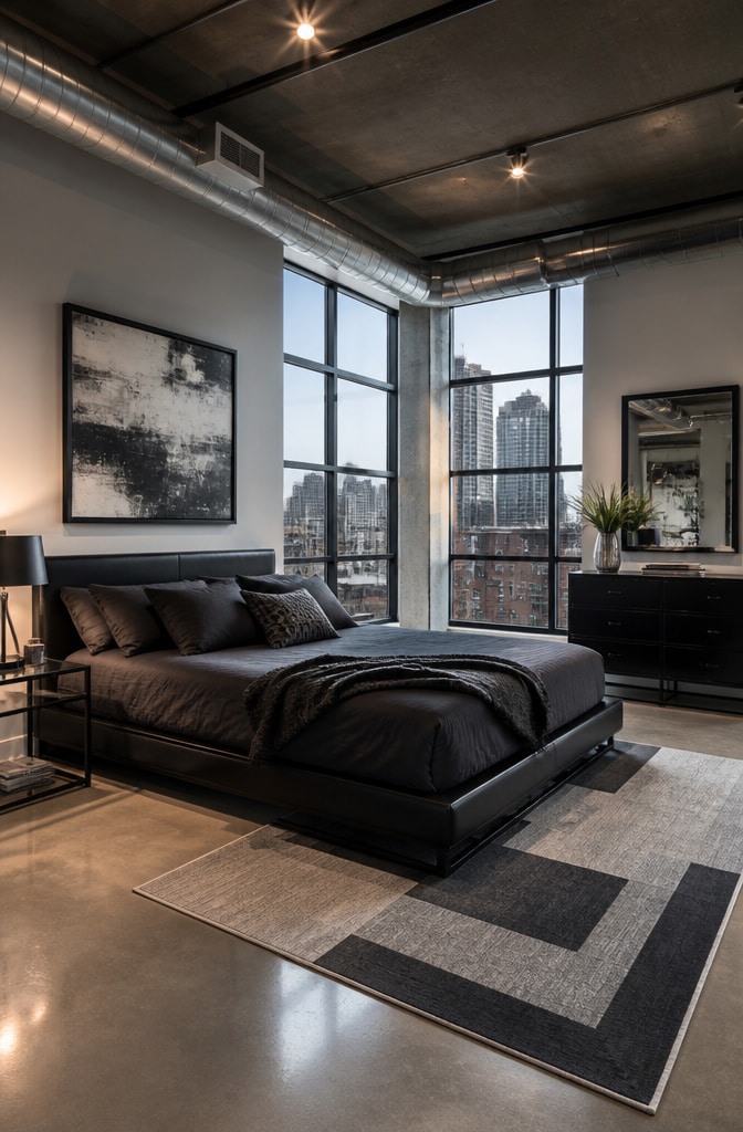 Urban Contemporary Loft Bedroom Setup