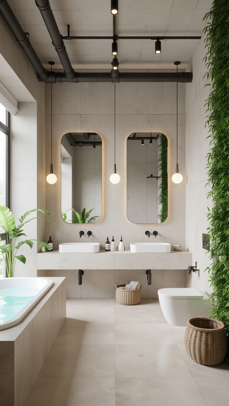 Urban Industrial Beige Marble Bathroom