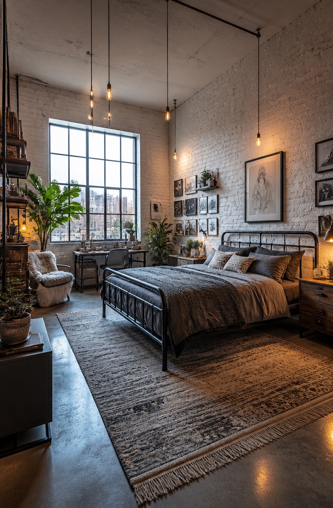 Urban Industrial Loft Bedroom
