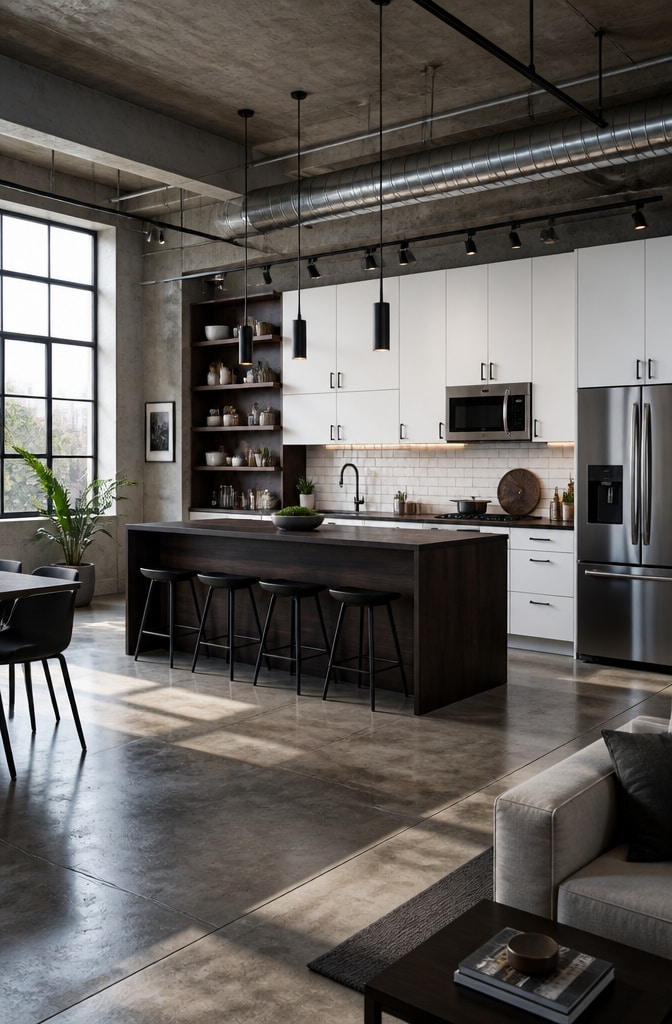 Urban Loft White and Brown Kitchen