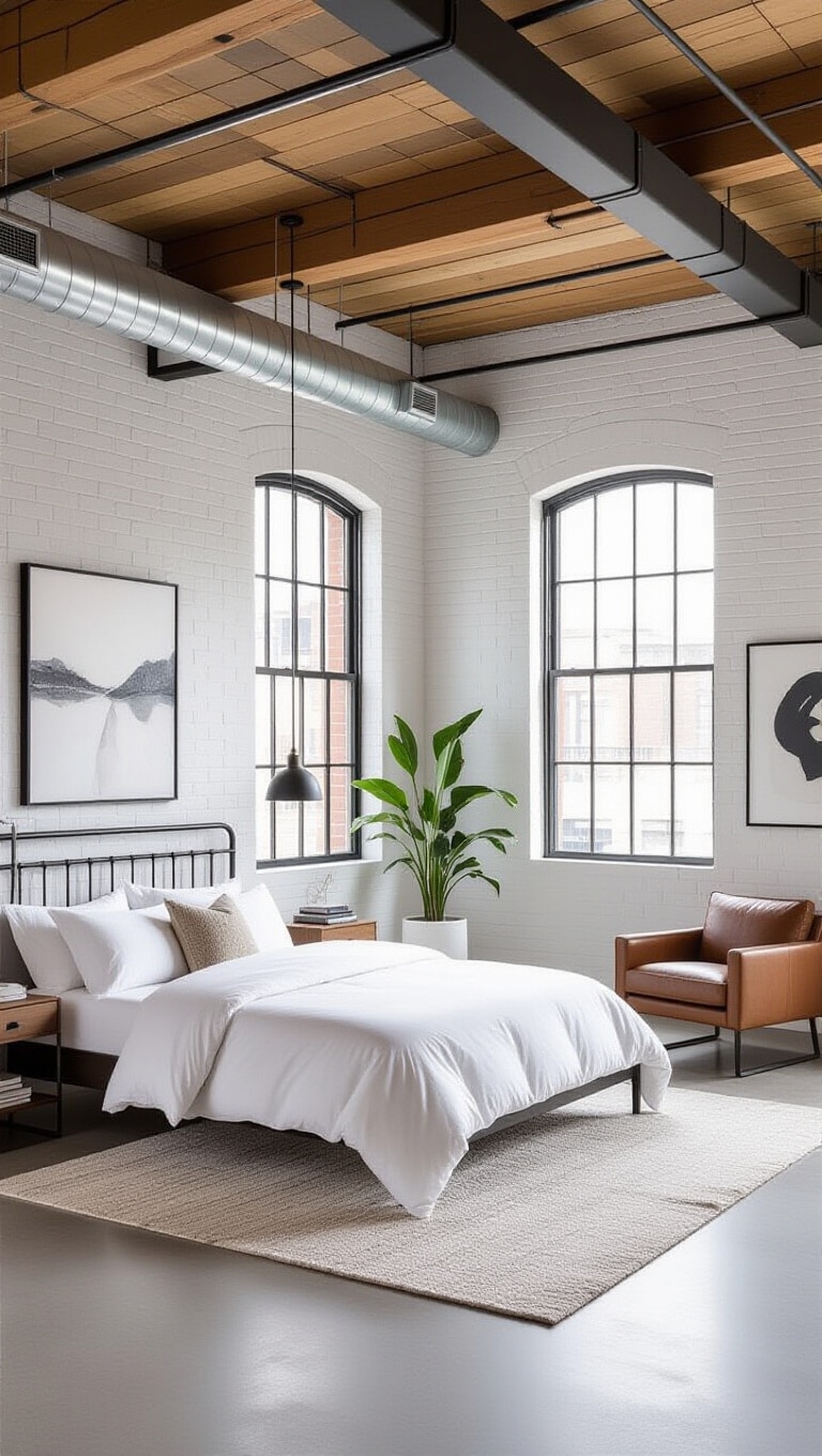 Urban Loft White Wall Bedroom
