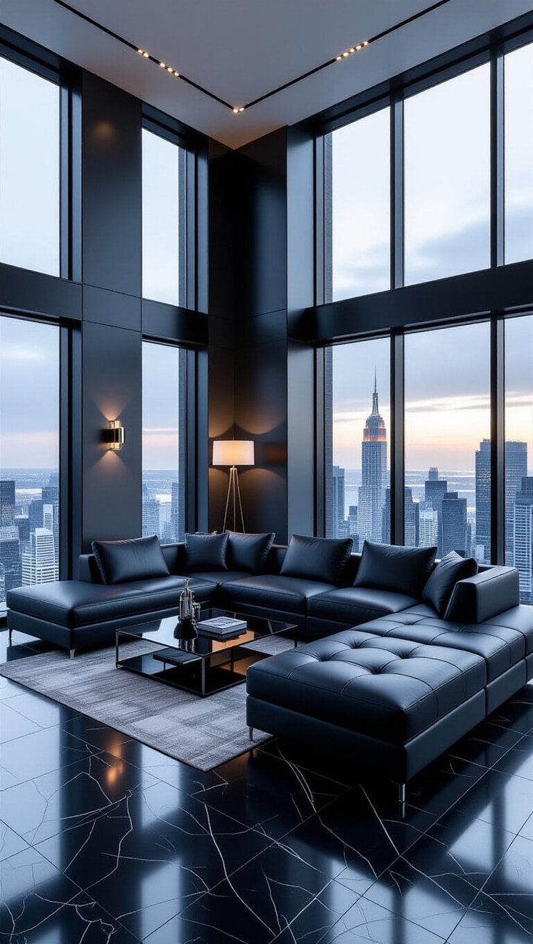 Urban Luxe Blue Grey Living Room