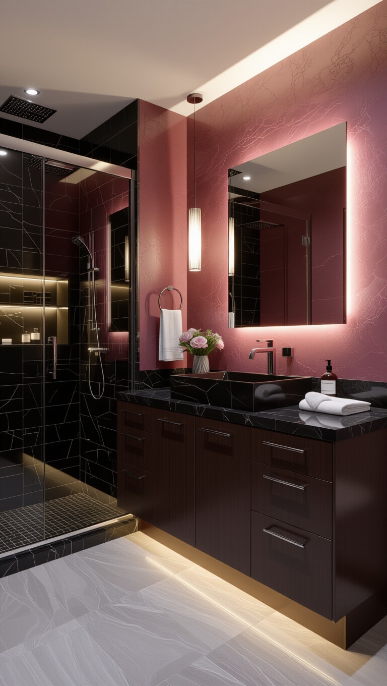 Urban Luxe Pink and Brown Bathroom