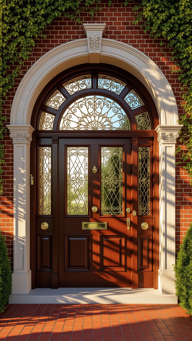 Victorian Arched Mahogany Door