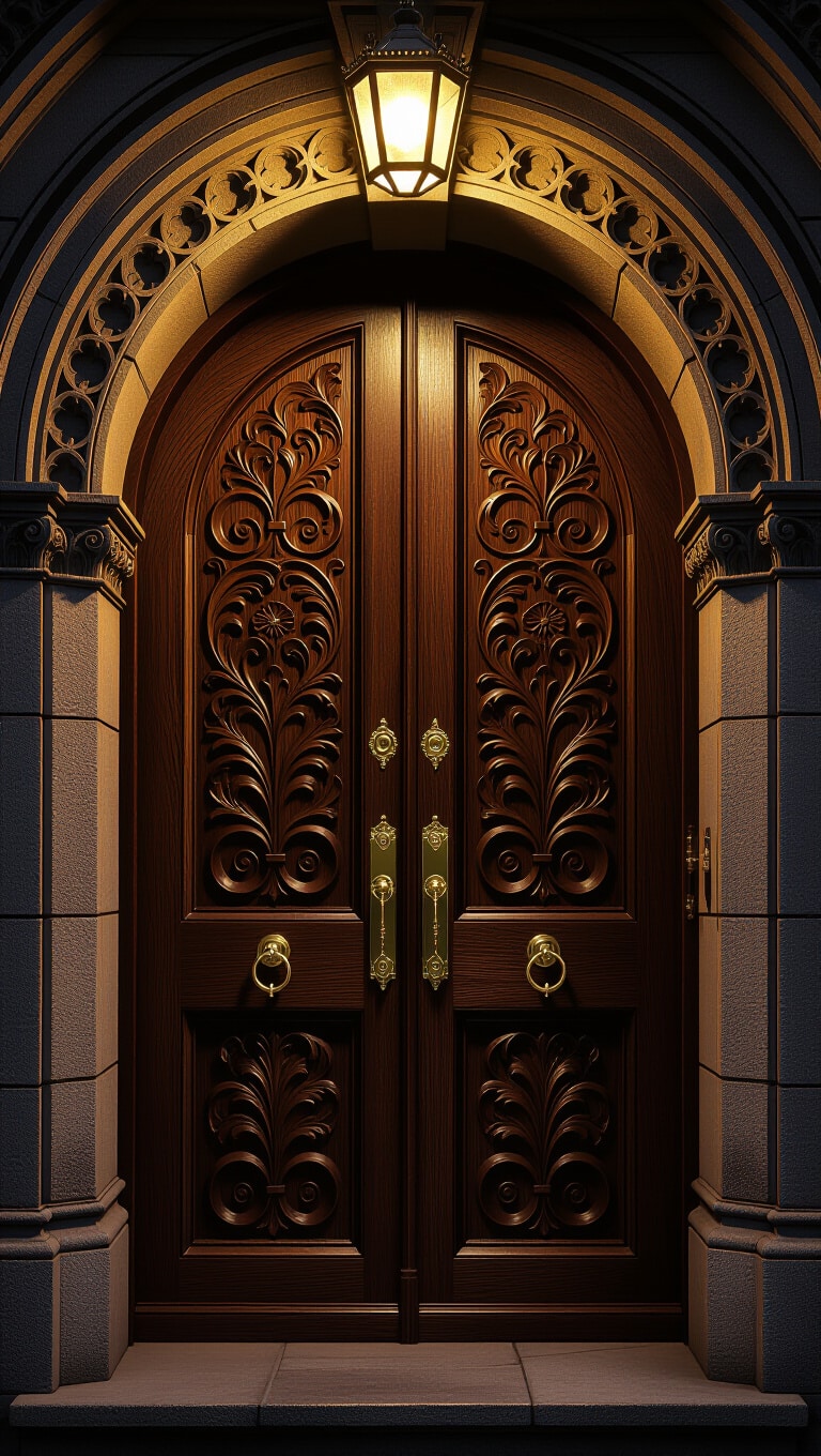 Victorian Ornate Carved Double Doors