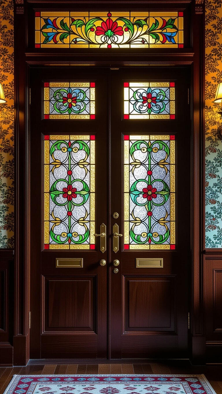 Victorian Stained Glass Double Doors