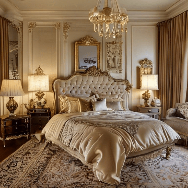 Vintage Beige Glam Bedroom