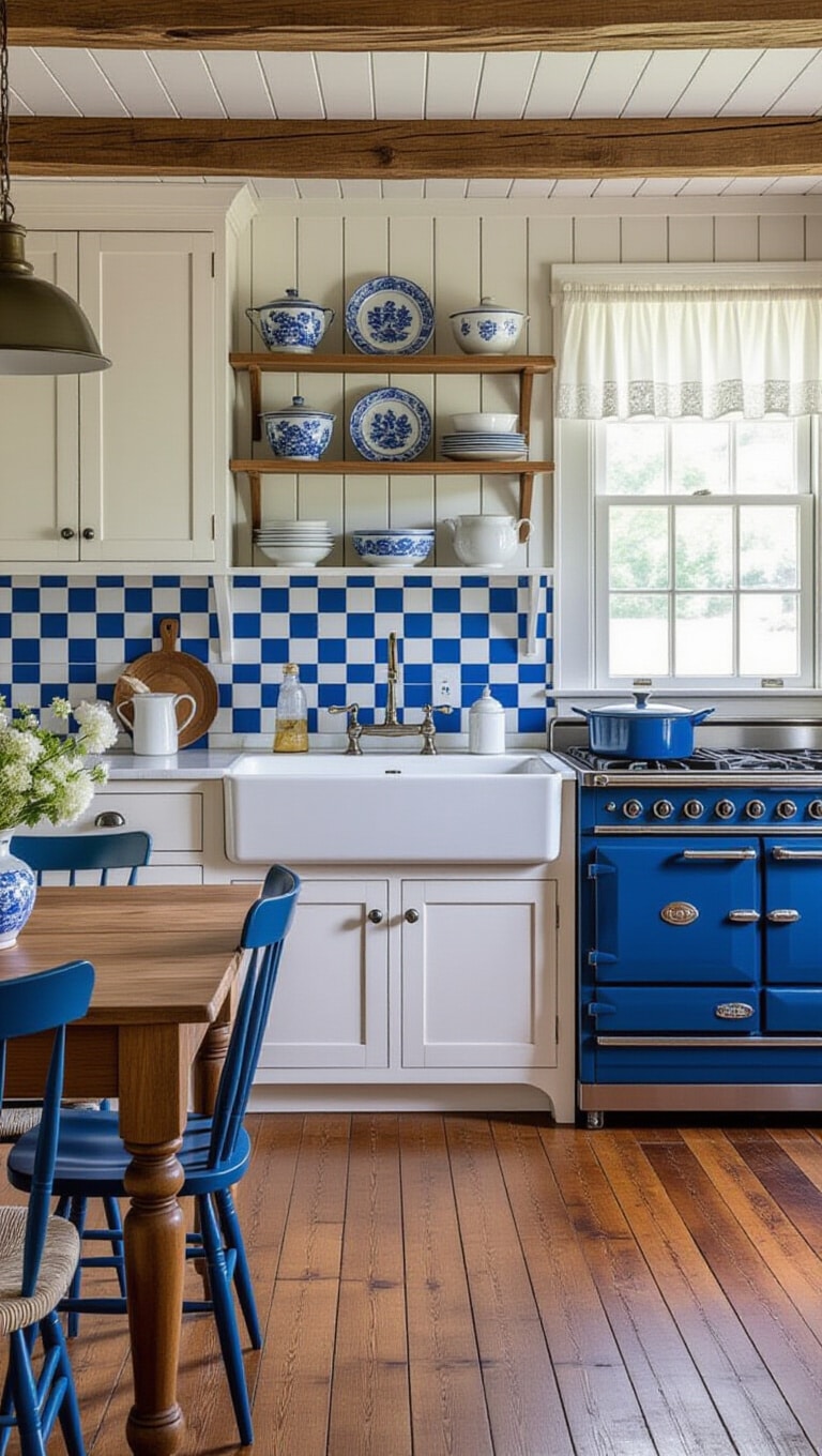 Vintage Blue and White Farmhouse Kitchen