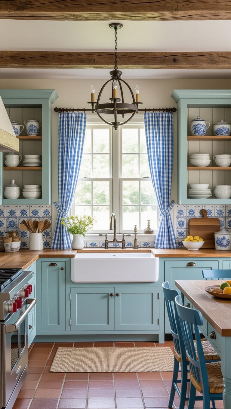 Vintage Blue Farmhouse Kitchen