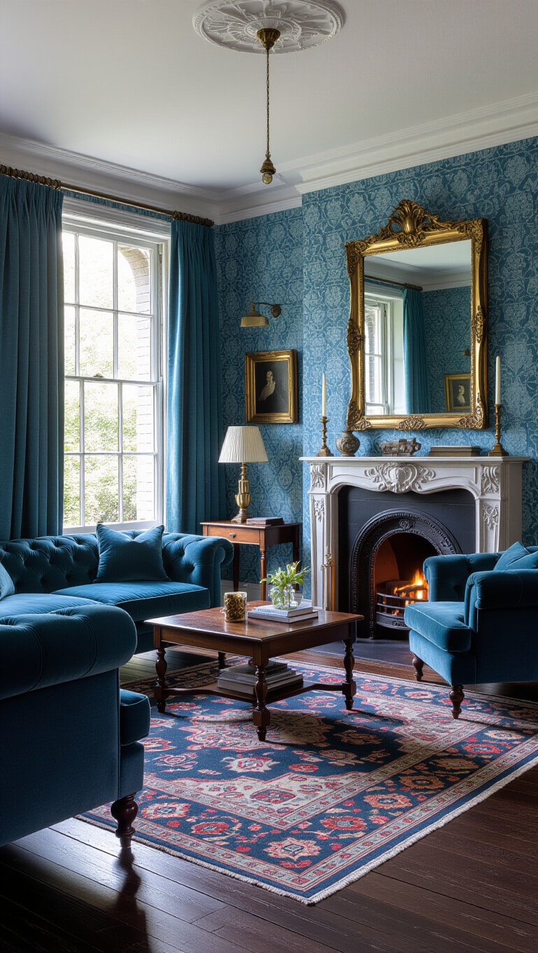 Vintage Blue Grey Living Room