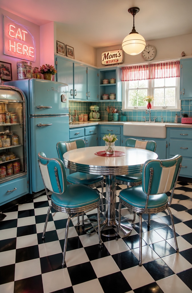 Vintage Blue Retro Diner Kitchen