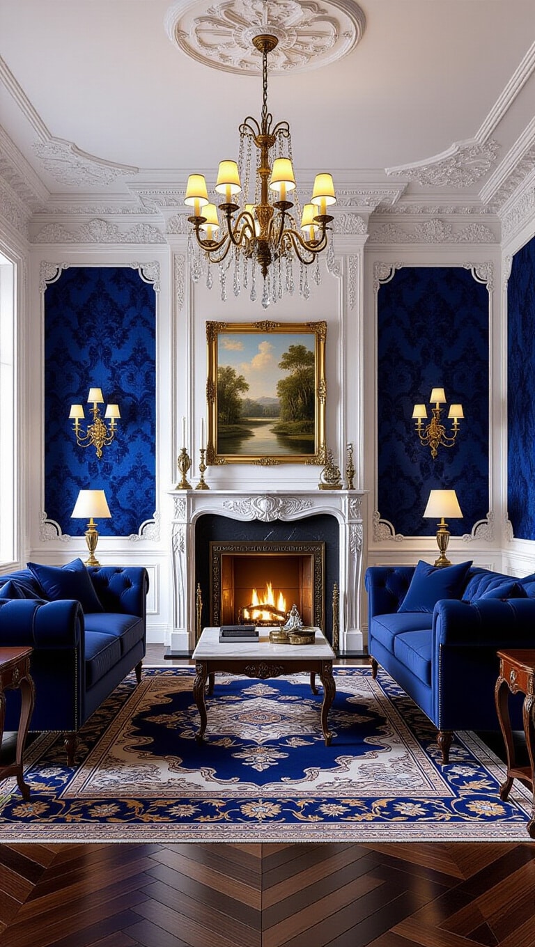 Vintage Blue Victorian Living Room